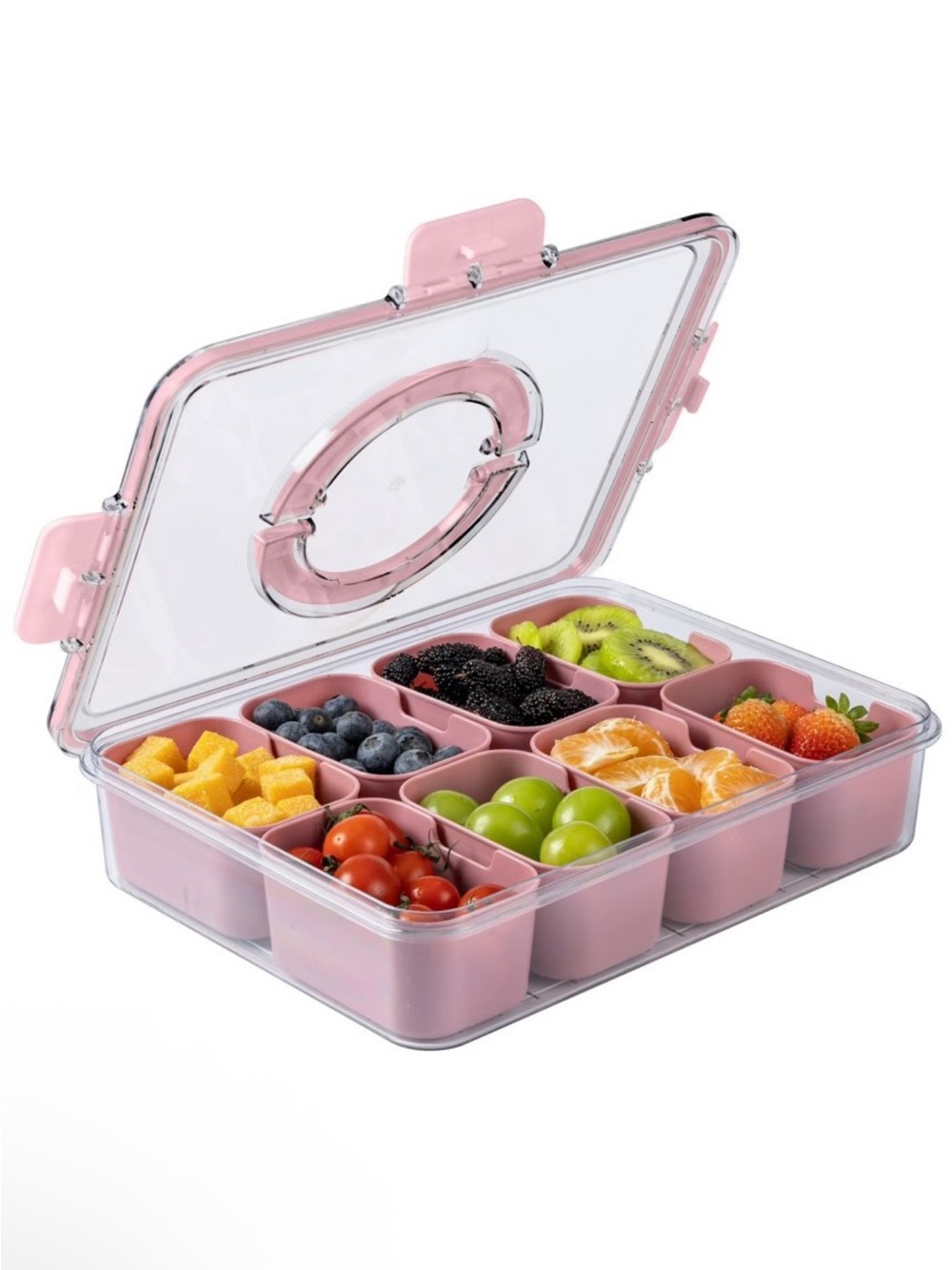 Pink 8-Compartment Meal Prep & Snack Organizer